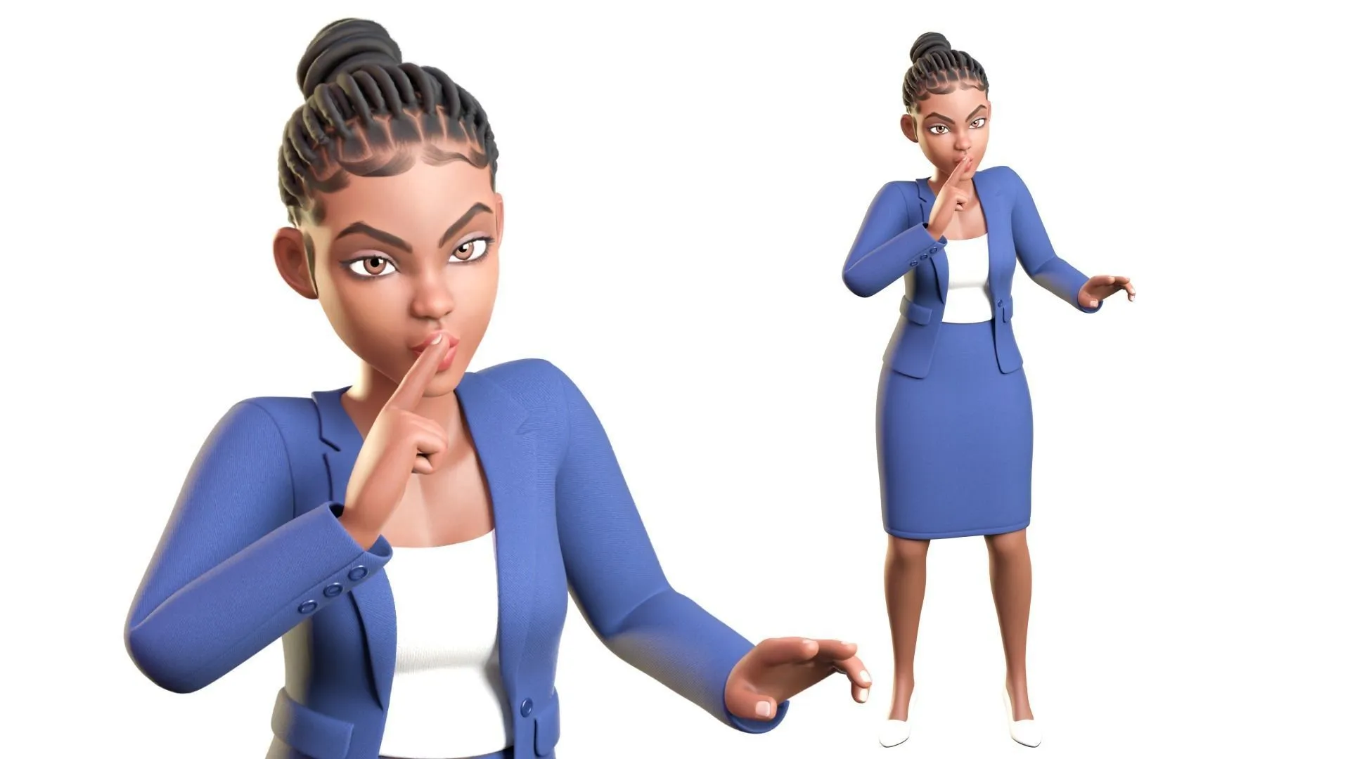Business Female Black Woman 3D character model showcase